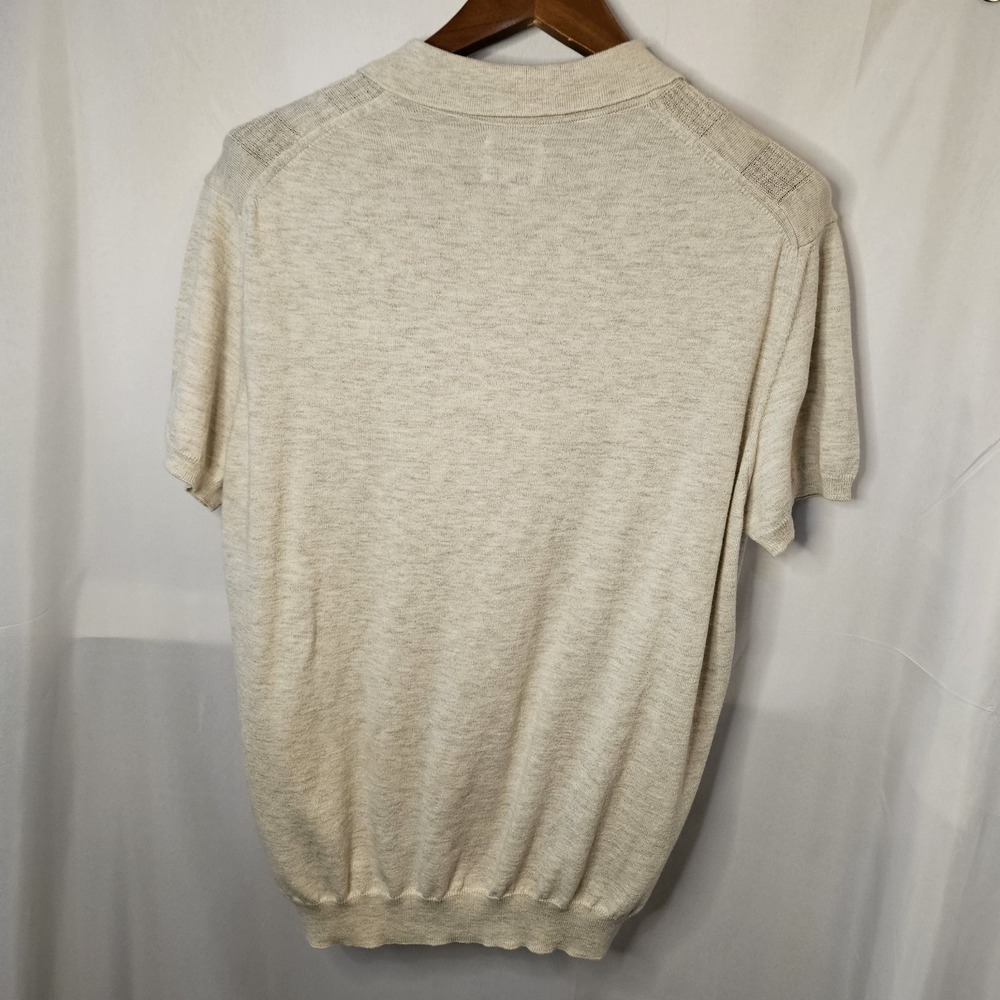 Ben Sherman Sweater Polo Men XL Cream Knit Short Sleeve Mod Retro Country Club - Picture 4 of 6